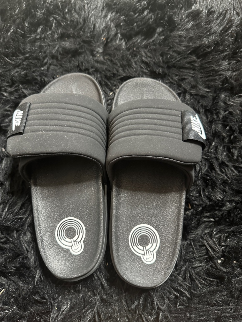 Nike Black Slide Sandals with White Footbed Detail